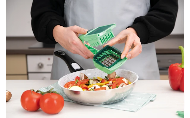 Nicer Dicer Quick Professional Set Gemüseschneider 12 Teilig Grün 4 Nicer Dicer Quick Professional Set Gemüseschneider 12 Teilig Grün – Bild 2